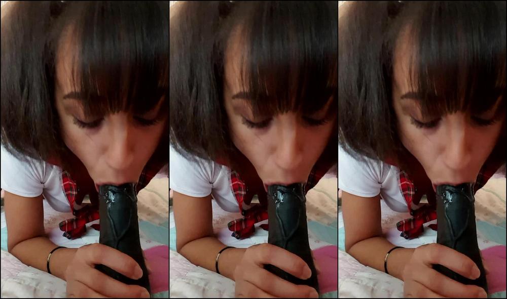 Elladearest Sucking Black Dildo In School Uniform