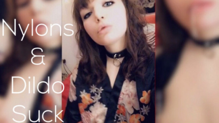 Nylon and Dildo Suck