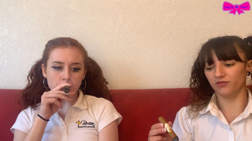 Schoolgirls Smoke Cigars