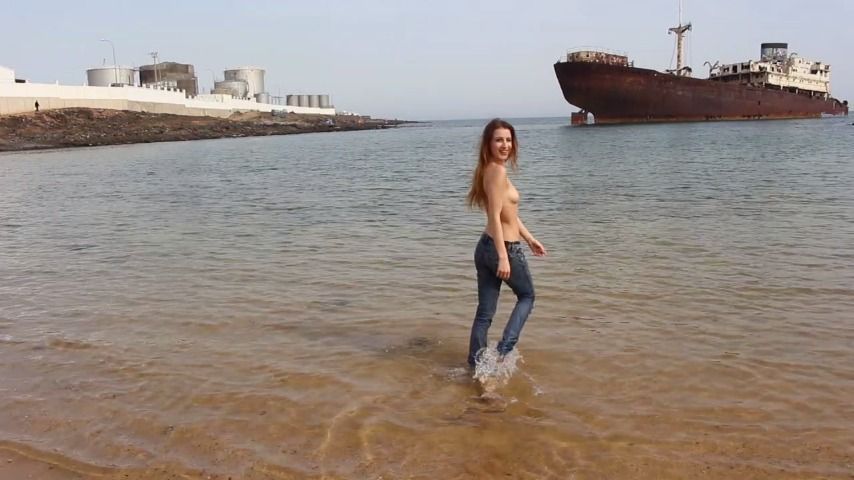 Denim Jeans in the sea