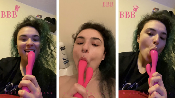 Sucking cum off my dildo