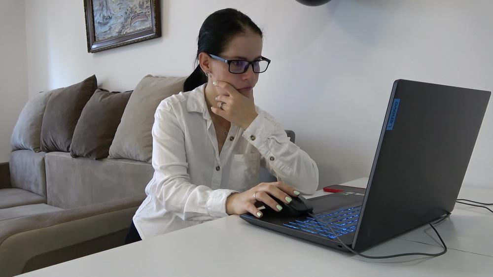 Secretary Anna Relaxes Her Feet At Work