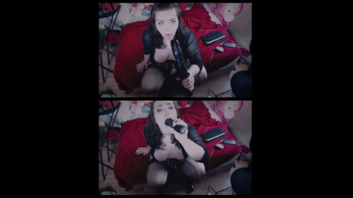 Big Tit Goth Holding Down Giant BBC Toy