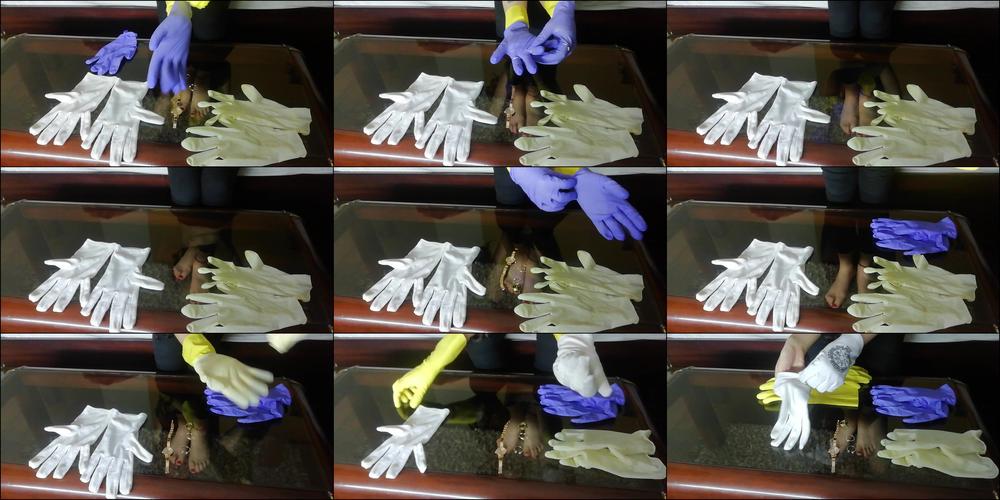RUBBER, LATEX AND COTTON GLOVES ON MY HANDS