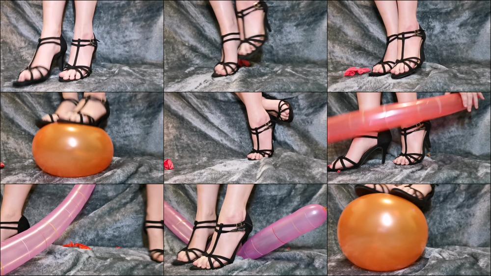 Balloon Popping with black heels