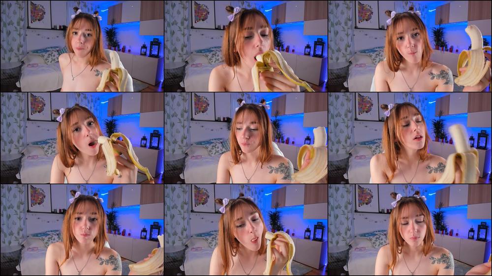 Hungry girl eating banana - Oct 8, 2022