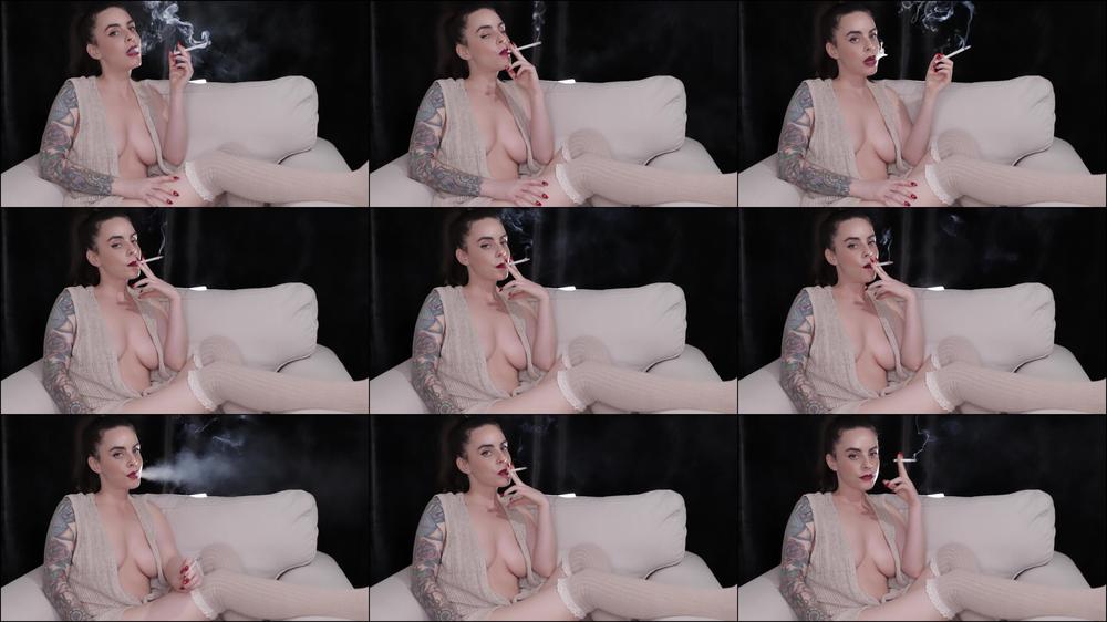 Smoking VS120s Wearing Nude Cover Up