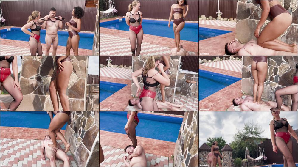 Trampling, facesitting and ballbusting for lucky slave | Mah