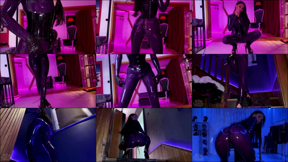 Purple latex catsuit teasing - March 11, 2023