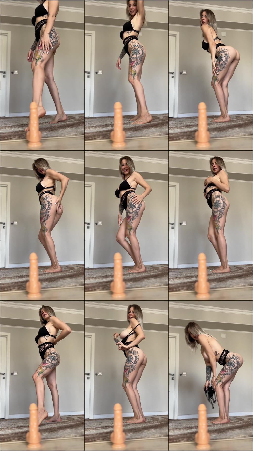 Teasing near the dildo