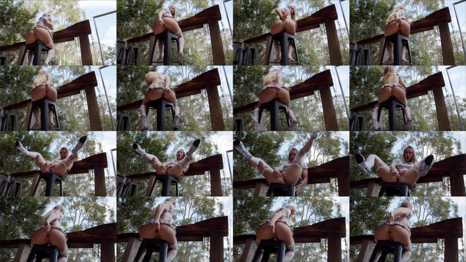 Scarlet Chase Squirting With Glass Dildo On Barstool