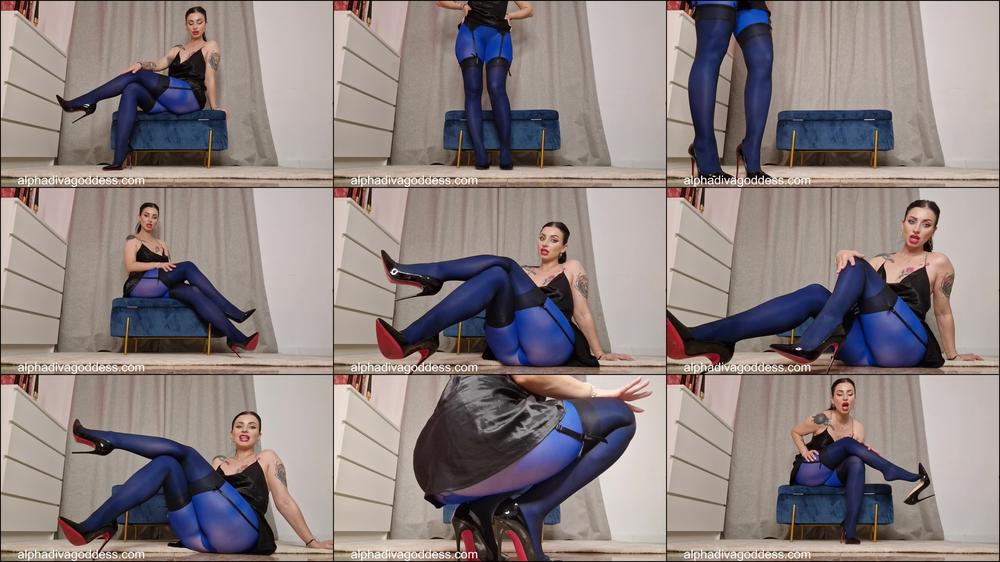Royal blue nylon legs part 2