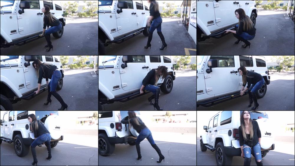 Molly Struggles to Move Her Stalled Car