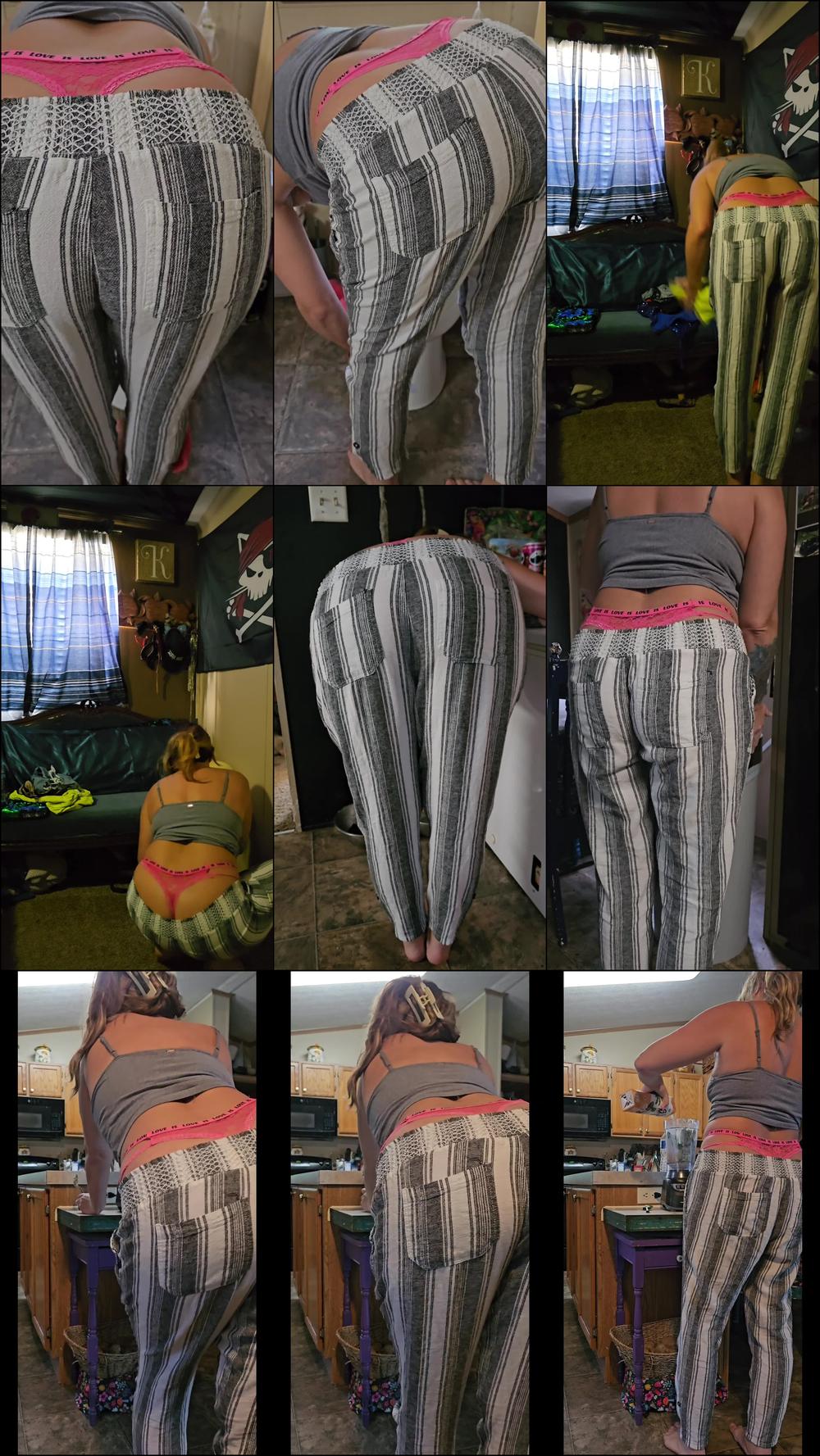 Bending Over and Showing Thong