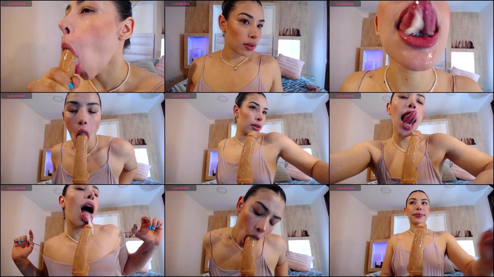Seduces with Her Tongue and Indulges in Erotic Masturbation