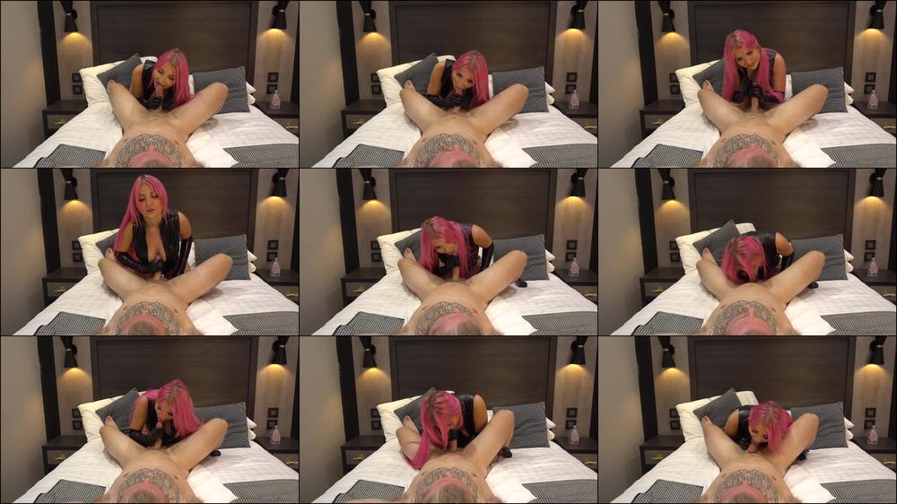 Latex glove wank and blowjob