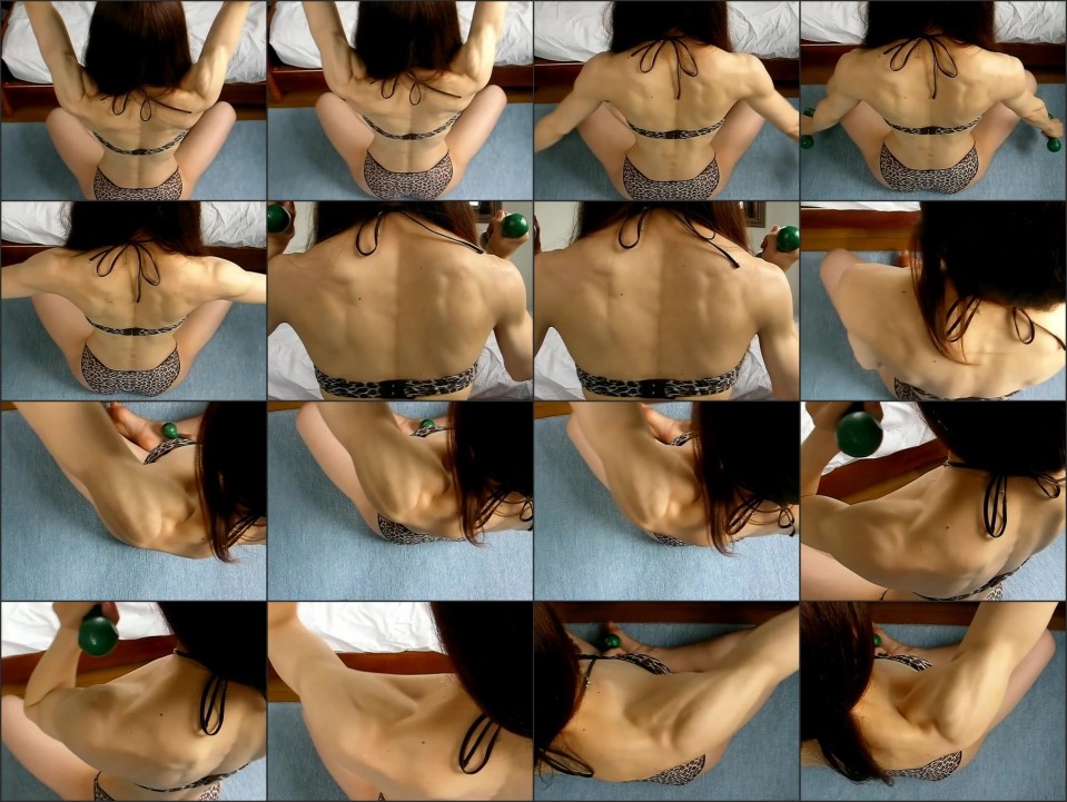 Slitely Skinny Muscle Asian Woman Exercise 2