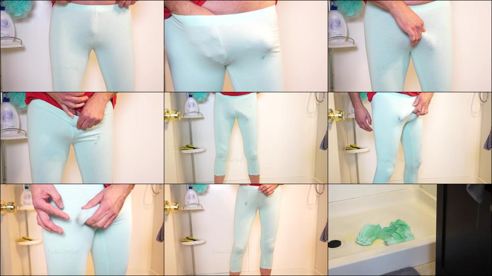 Guy Has Hard Cock/Pre-Cum in Tight, Pees