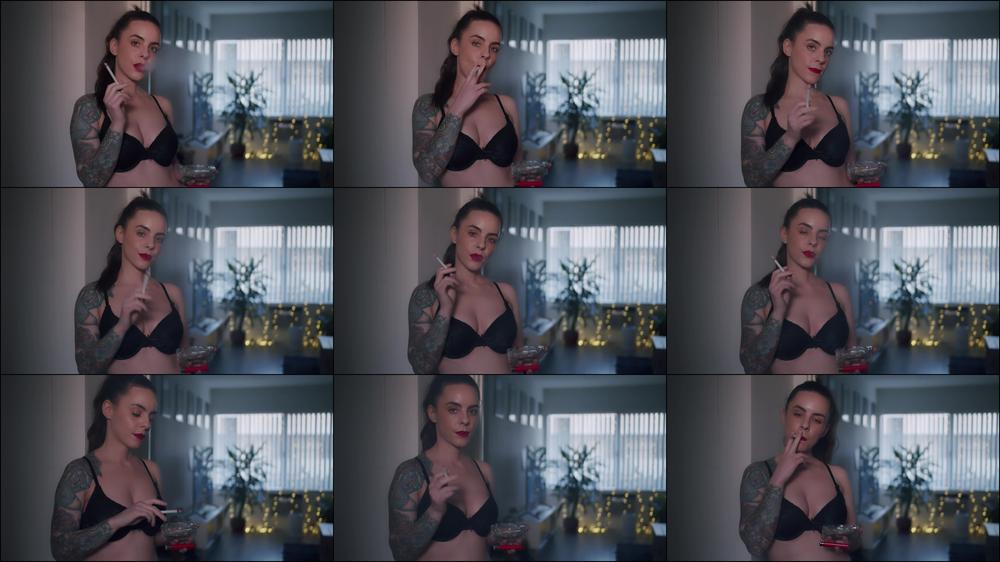 Smoking In Bra At Sunset
