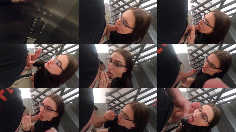 4k blowjob in elevator and public stairs