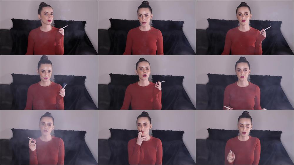 Smoking VS120s with Glossy Red Lipstick