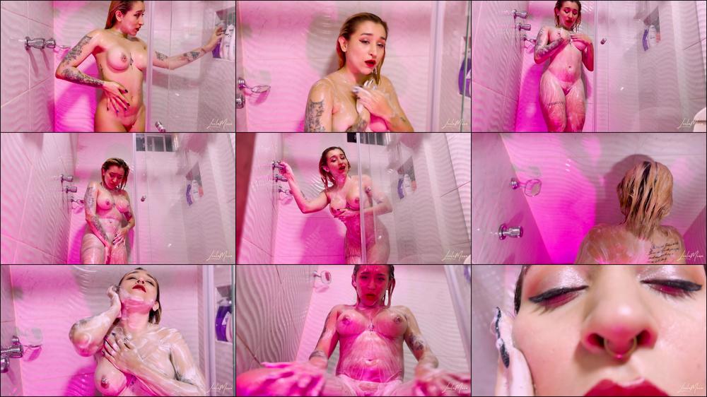 Soapy shower + masturbation