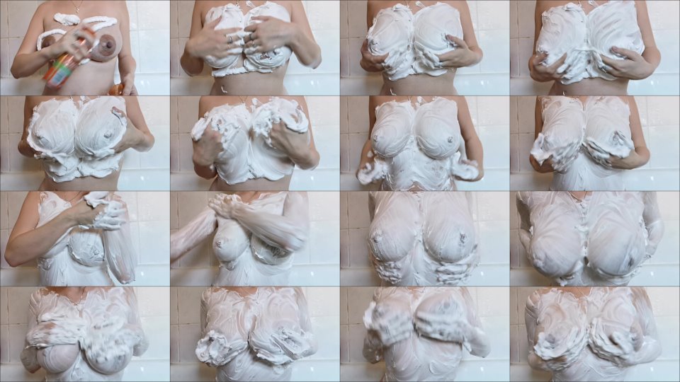 Lexi Snow Rubbing Shaving Cream Into Tits