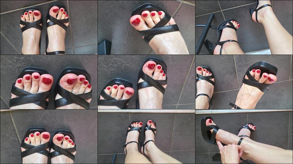 Red Toenails Goddess View Closeup