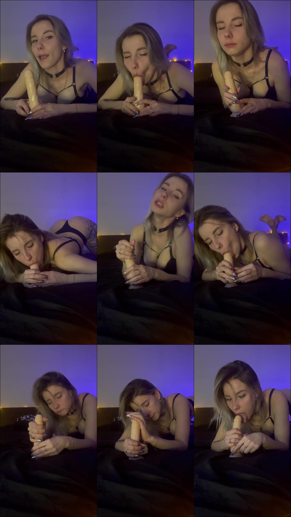Boring dildo sucking