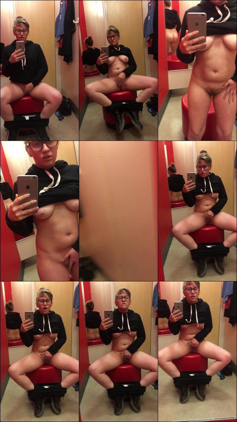 Public Dressing Room Masturbation & Cum