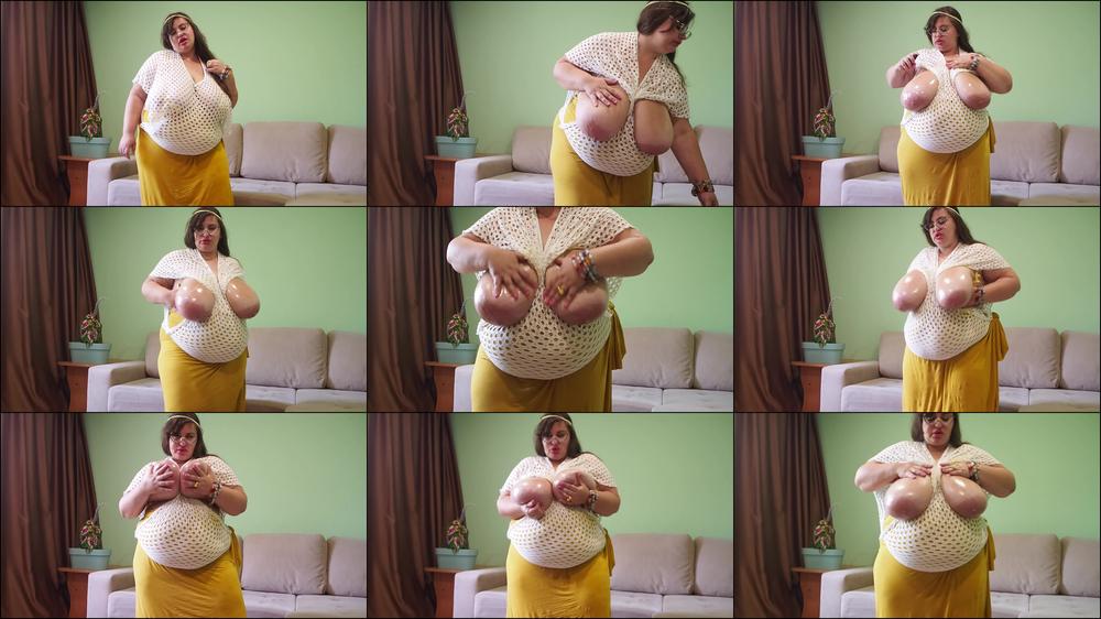 Goddess Aphrodite playing oiling tits