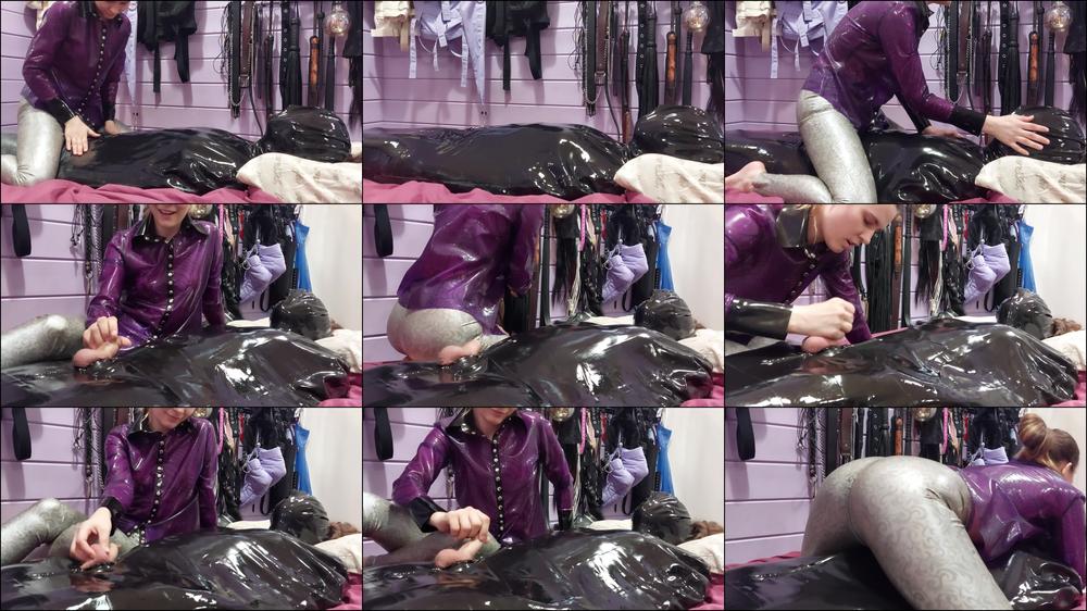 Latex bondage CBT and handjob