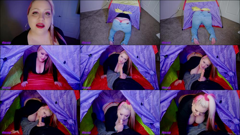 Girlfriend's Big Ass Gets Stuck in tent BJ