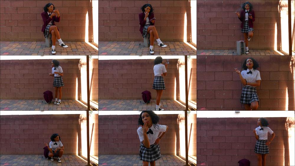 Cupcake SinClair - Smoking Schoolgirl: Outdoors Candid Classic Smoking In 4K