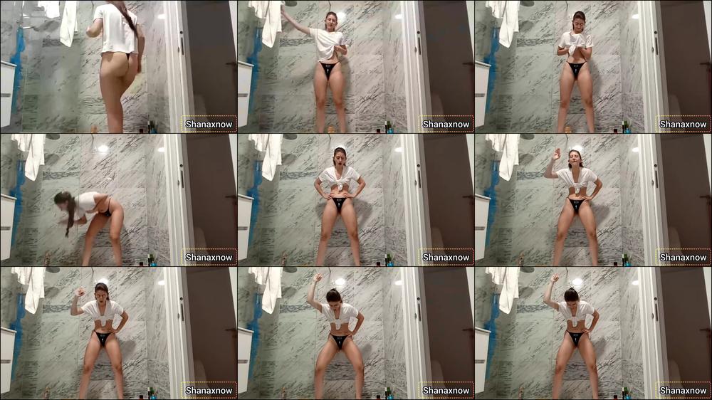 PEE ON ME IN THE SHOWER WEARING BLACK THONG PISSING G STRING