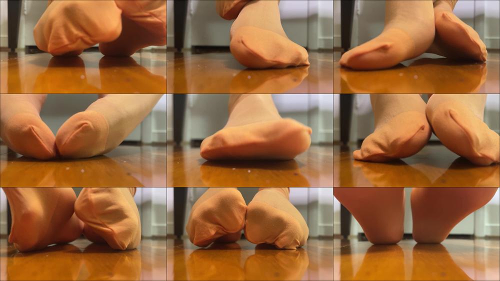 Mistress Wearing Orange Nylon Socks
