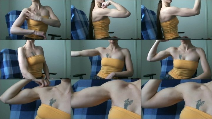 Erotic Eva Muscle Worship Flexing Biceps Shoulders