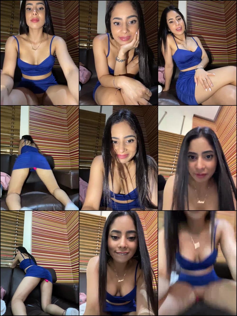 Pretty girl blue dress vibrator play