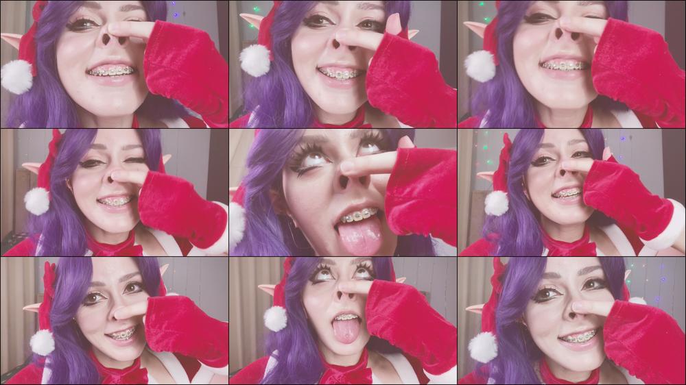 Christmas Elf Misato Katsuragi does piggy nose and grunts