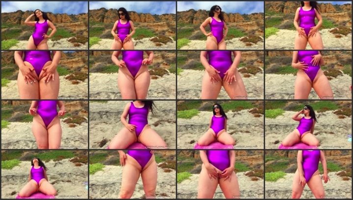 Luscious Lopez Cameltoe Purple Swimsuit