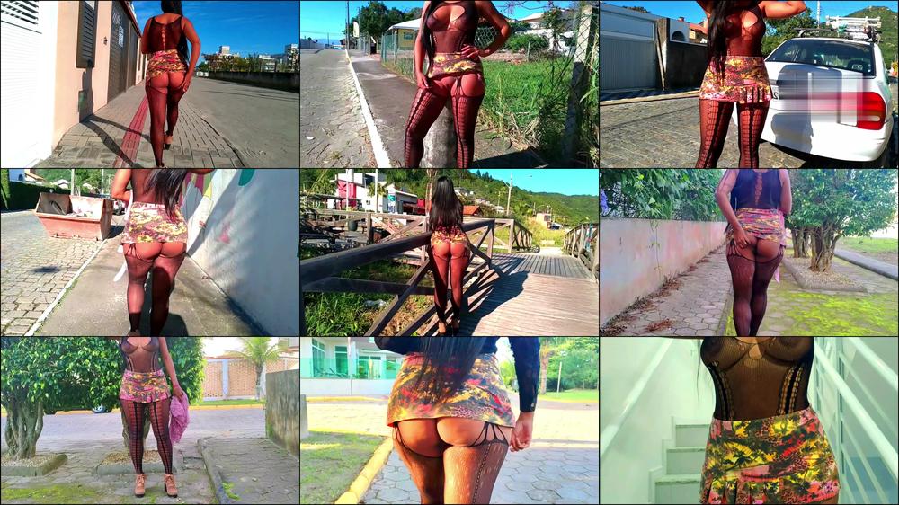 MICRO SKIRT BODYSTOCKING WALKING AROUND