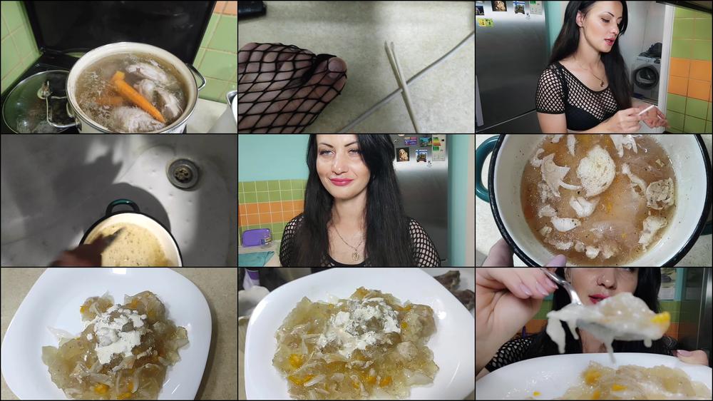 Blackmail with disgust food meat jelly cook