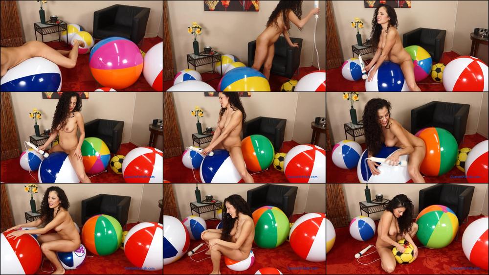 Alejandra's Sexy Beach Ball Romp and Pop
