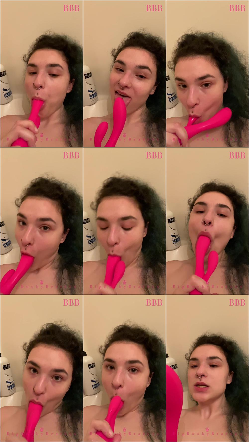 Sucking cum off my dildo