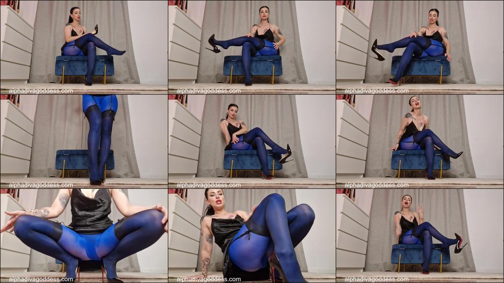 Royal blue nylon legs part 1