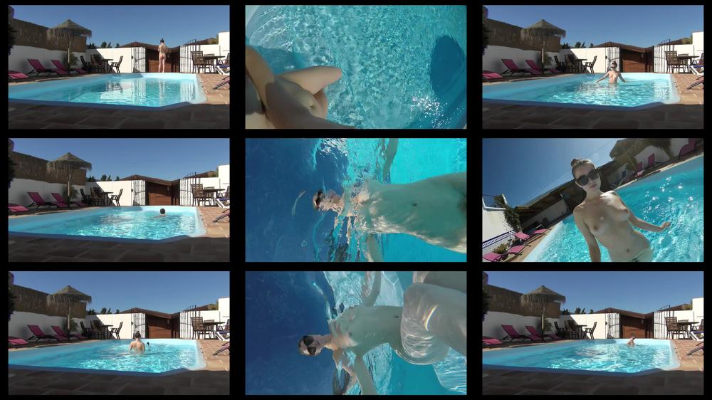 Underwater naked fun at the pool