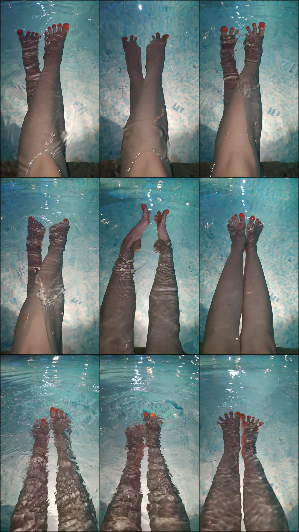 Feet in the pool, wiggling my toes in the water