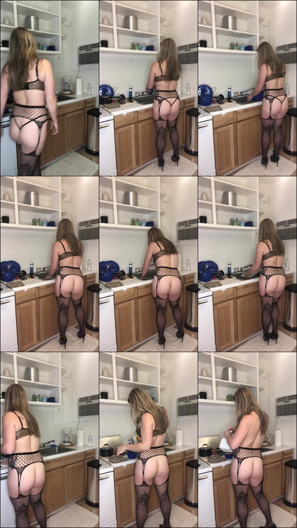Goddess Does Dishes in Pinup Lingerie