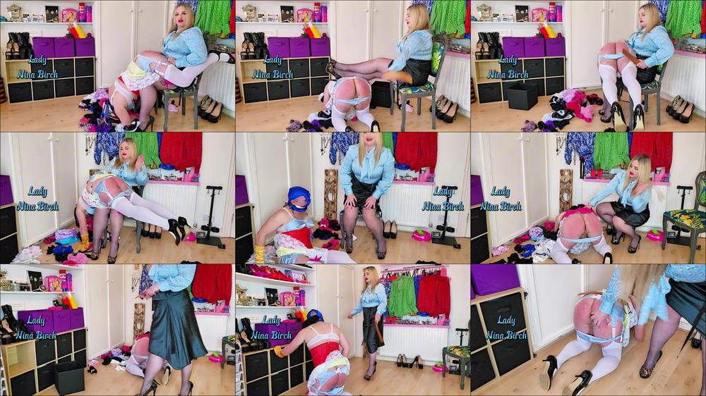 LADY NINA BIRCH FEMINATRIX - Lady Nina Birch - Satin Slaves Panty Punishment Pt2
