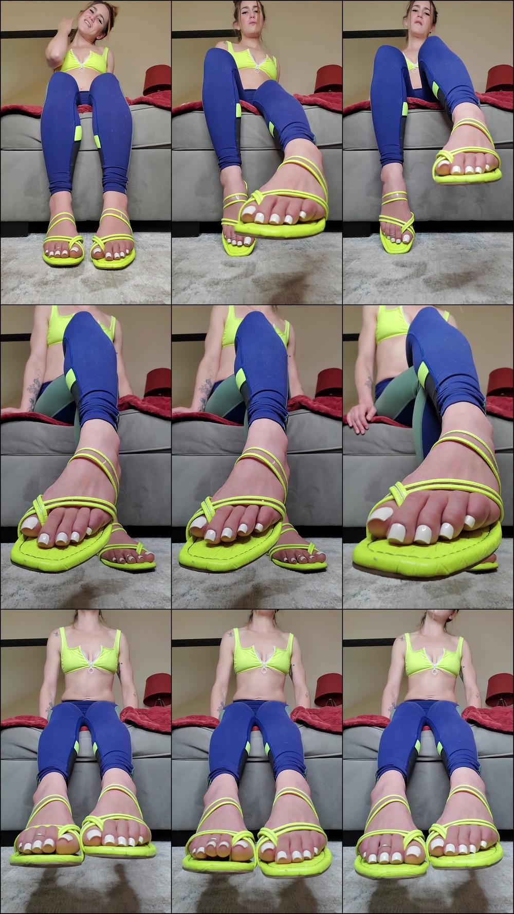 Cum on My White Pedi and Flip Flops